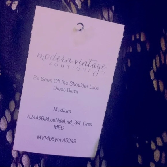 ⭐️PRICE FIRM⭐️ Black Off The Shoulder Lacey Dress - Picture 6 of 9